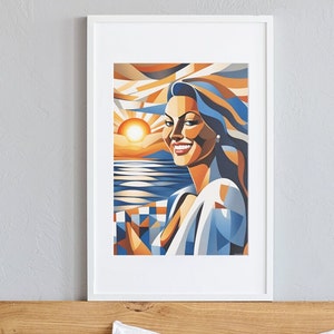 Cubist Women, Blue and White (5 pack) feminine wall art, cubist wall art, cubism art, cubist painting, abstract wall art, feminine art