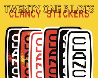 Stickers CLANCY | Vingt et un pilotes | Sticker imperméable en vinyle brillant pour bouteilles d'eau, ordinateurs portables, étuis de téléphone, cadeaux