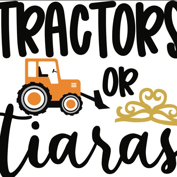 Tractors or Tiaras Baby Shower Gender Reveal SVG