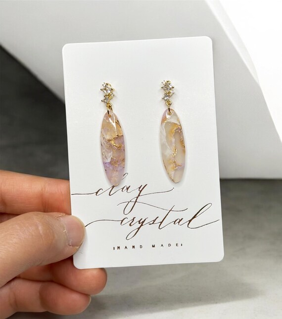 Lavender Gold Marble Effect, Arch Shape Earrings, Party Wedding