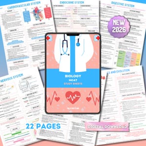 MCAT Biology Study Guide | 22 Pages | Study Cheat Sheets | Pre-Med | Digital Download