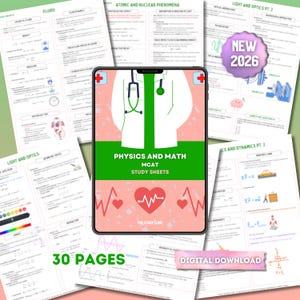 MCAT Physics and Math Study Guide | 30 Pages | Study Cheat Sheets | Pre-Med | Digital Download