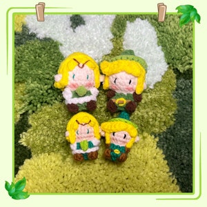 Handmade Crochet Zelda and Link Keychain