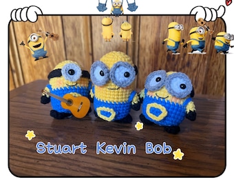 Ręcznie robiony na szydełku brelok do kluczy Minionki