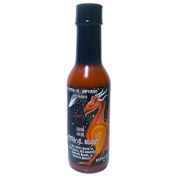 Mythical Inferno Mythical Best Extreme Heat  Hot Sauce Carolina Reaper Dragons Breath Supper Hot Flavor and Heat