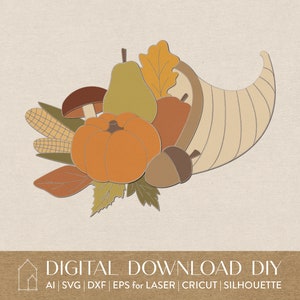 Cornucopia / Download digitale / SVG, Ai, EPS, DXF / Per Laser, Cricut, Silhouette