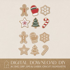 Christmas Cookies | 2 Versions | Digital Download | SVG, Ai, EPS, DXF | For Laser, Cricut, Silhouette