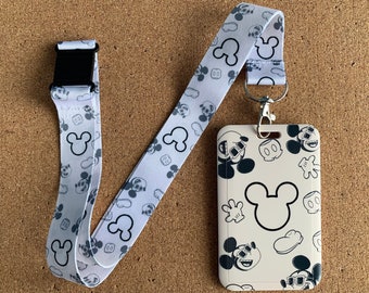 Mickey Mouse White Lanyard Card Holder - Portrait