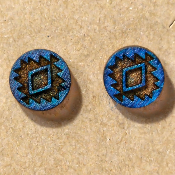 Blue Aztec stud post earrings