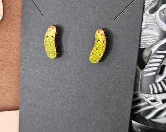 Tiny baby dill pickle stud post earrings RAINBOW option