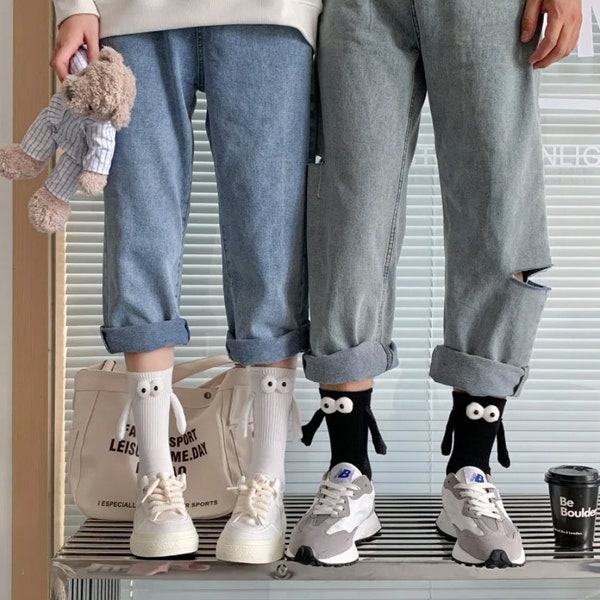 Funny Cute Couple Socks and Unique Holding Hand Sock or Boyfriend Girlfriend Holding Hand Socks and Matching Stockings