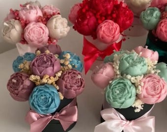 Bouquet di fiori di sapone personalizzato/Candela profumata, regalo di compleanno, regalo per la festa della mamma, decorazione profumata per la casa, idea regalo unica per la festa della mamma