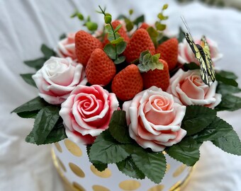 Bouquet Fleurs de Savon Parfumee fait main, Personnalisee, Cadeau Plaisir d'offrir pour Paques, Mariage, Anniverssaire, Cadeau pour elle