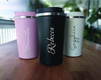 Coffee Cup Personalised Engraved Stainless Steel Insulated 380ml gift for birthday special event Wedding Fathers day Mothers day