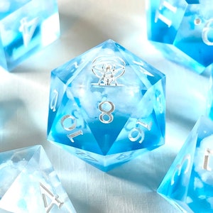 Bluebird Sky- cloud blue gradient sharp edge DnD dice set