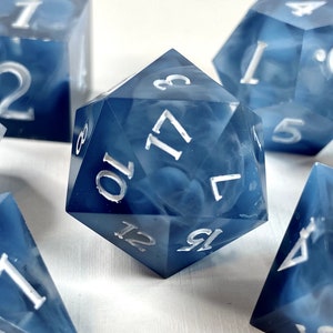 Strange Tides - misty ocean blue sharp edge DnD dice set