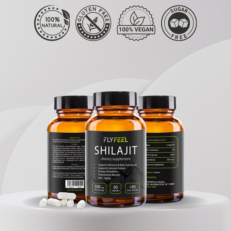 Shilajit Pure Himalayan Tablets 500 Mg, 60 Counts, Supplements for Men