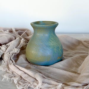 Handmade Ceramic Bud Vase | Home decor, small vase pot, wheel thrown pottery vase, blue vase