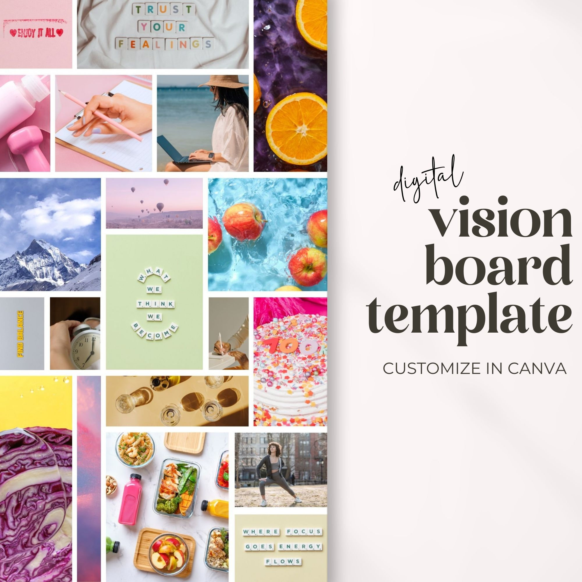 Vision Board Template Vision Board Layout Vision Board Words Vision ...