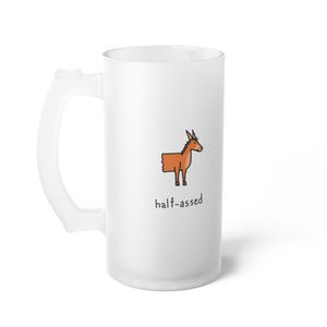 Frosted Glass Beer Mug with Funny Donkey Design, Ideal for Parties, Gifts, Outdoor Events, Home Bar, Holiday Celebrations