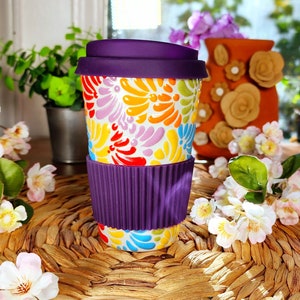 Talavera White coffee tumbler handmade handpainted hot chocolate travel mug kitchen home decor  Termo regalo Christmas gift for her him yeti