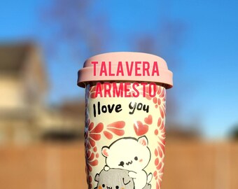 Original Talavera tarrito Kawaii Kitty travel mug kitchen home decor Termo regalo mother's Day gift for her him couple coquette hand painted