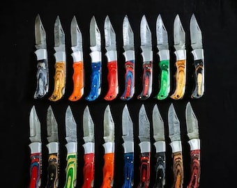20 Knives Damascus Steel Blade Pakka Wood Handle Knives 6''Inches For Hunting Camping