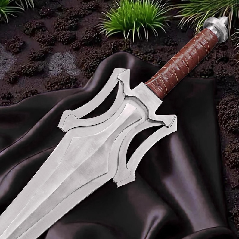 Handmade Heavy Fantasy Display Sword | Stainless Steel Silver Sword ...