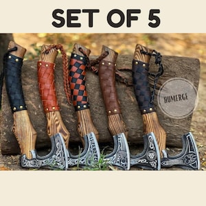 Anpassad gåva smidd vikingayxa kolstålsyxa rosenträskaft skäggig campingyxa marionettgåva bröllops- och julklapp till honom