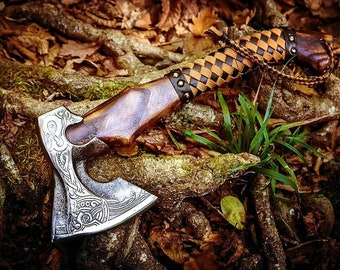 Hache Viking en acier au carbone Smith personnalisée, cadeau d'anniversaire personnalisé pour lui, cadeau d'anniversaire et de mariage, forgé à la main, meilleures haches de hache de Ragnar