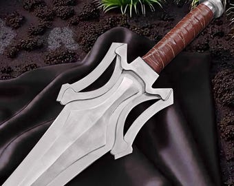 Handmade Damascus Steel Real Viking Style Sword | Full Tang Blade with Wooden Handle and Scabbard|Collectible Medieval Replica|Gift for him