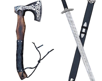 Hand Forged Damascus Steel Medieval Sword Viking Sword Fantasy Cosplay Wall Decor Nordic Art