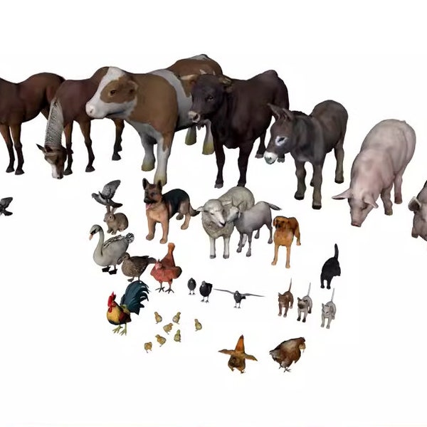 Farm Animals STL: Create Your Own Ranch - Educational 3D Models, Realistic Style, Ideal for Teaching & Play