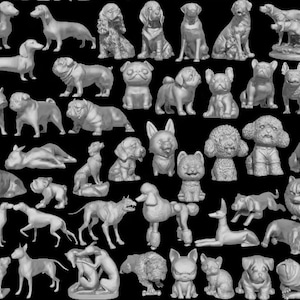 52 disegni STL per cani: stile realistico e cartoon per appassionati di stampa 3D, proprietari di animali domestici e artisti digitali