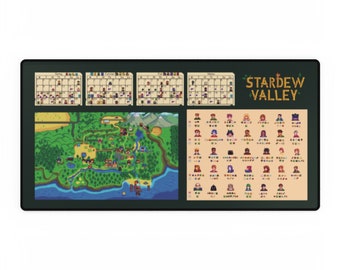 Stardew Valley 1.6 Updated Desk Mat: Calendar, Last Grow Day,NPC Map, Gifts - Perfect Gift for Co-op Friends