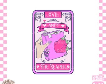 Spicy reader tarot card png, Dark Romance Book Club PNG, Cute Trendy Bookish Design for Stickers, Shirts, Bookmarks, Mugs, Tote bags