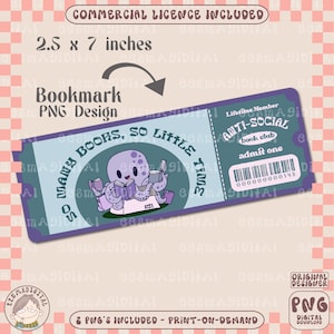 So many books so little time bookmark design, anti social book club bookmark PNG File, Cute Artsy Creative Bookish Printable Bookmark Design