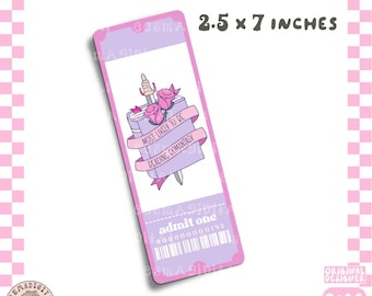 Reading Romantasy Book Club Ticket Bookmark PNG, Cute Trendy Aesthetic Romance Romantasy Fantasy Book Printable Bookmark Design, commercial