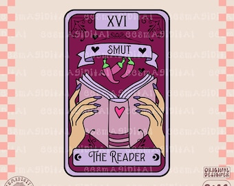 La carta del tarot del lector PNG, Leer Smut png, Lectores románticos Svg, Smutty Svg, Amante de los libros, Librero, Pegatinas, Tazas, Bolsas de mano y más