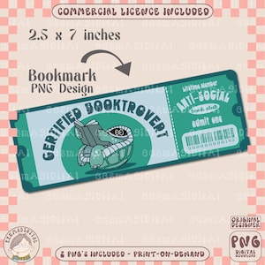 Certified booktrovert bookmark design, anti social book club bookmark PNG File, Cute Artsy Creative Bookish Printable Bookmark Design