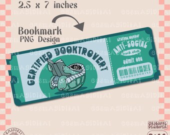 Diseño de marcador booktrovert certificado, archivo PNG de marcador de club de lectura antisocial, diseño de marcador imprimible artístico lindo y creativo