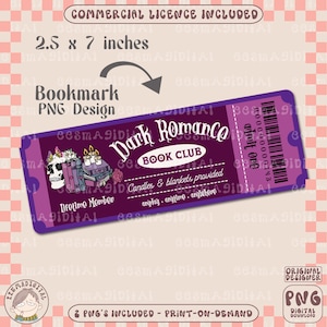 Dark romance book club Bookmark Design, PNG File, Cute Artsy Creative Bookish Printable Bookmark Design for Commercial Use