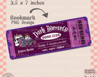 Diseño de marcador del club de lectura de romance oscuro, archivo PNG, lindo diseño de marcador imprimible artístico y creativo para uso comercial