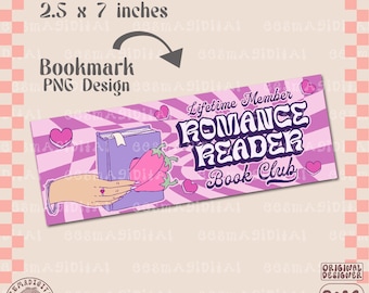 Romance reader Book club bookmark design, PNG File, Cute Creative Bookish Bookmark Printable Design Commercial Use