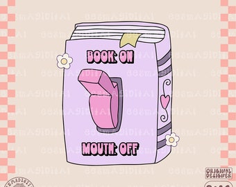 Libro en la boca fuera de PNG, lindo diseño de libro de moda para pegatinas, camisas, marcadores, tazas, bolsos de mano, llaveros y más - uso comercial