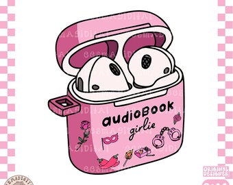 Smut Reader audiobook girlie air pod case PNG, Extra Spicy Books Reader, Cute Trendy Aesthetic Popular Bookish png for Stickers, Bookmarks