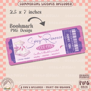 Spicy romance book club Bookmark Design, PNG File, Cute Artsy Creative Bookish Printable Bookmark Design for Commercial Use