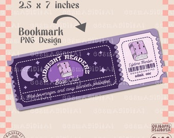 Diseño de marcador del club de lectura de lectores de medianoche, archivo PNG, lindo diseño de marcador imprimible artístico y creativo para uso comercial