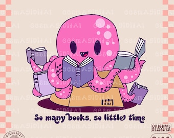 So many books so little time png, Cute Fun Trendy Bookish Design for Shirts, Stickers, Bookmarks, Motel Keychains, Tote Bags & More