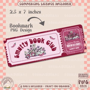 Smutty book club bookmark design, PNG File, Cute Artsy Creative Bookish Printable Bookmark Design for commercial use